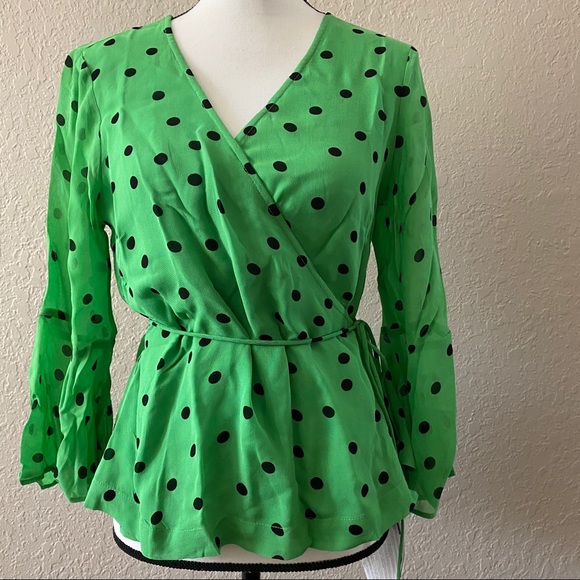 Ganni printed georgette wrap top - Picture 5 of 16